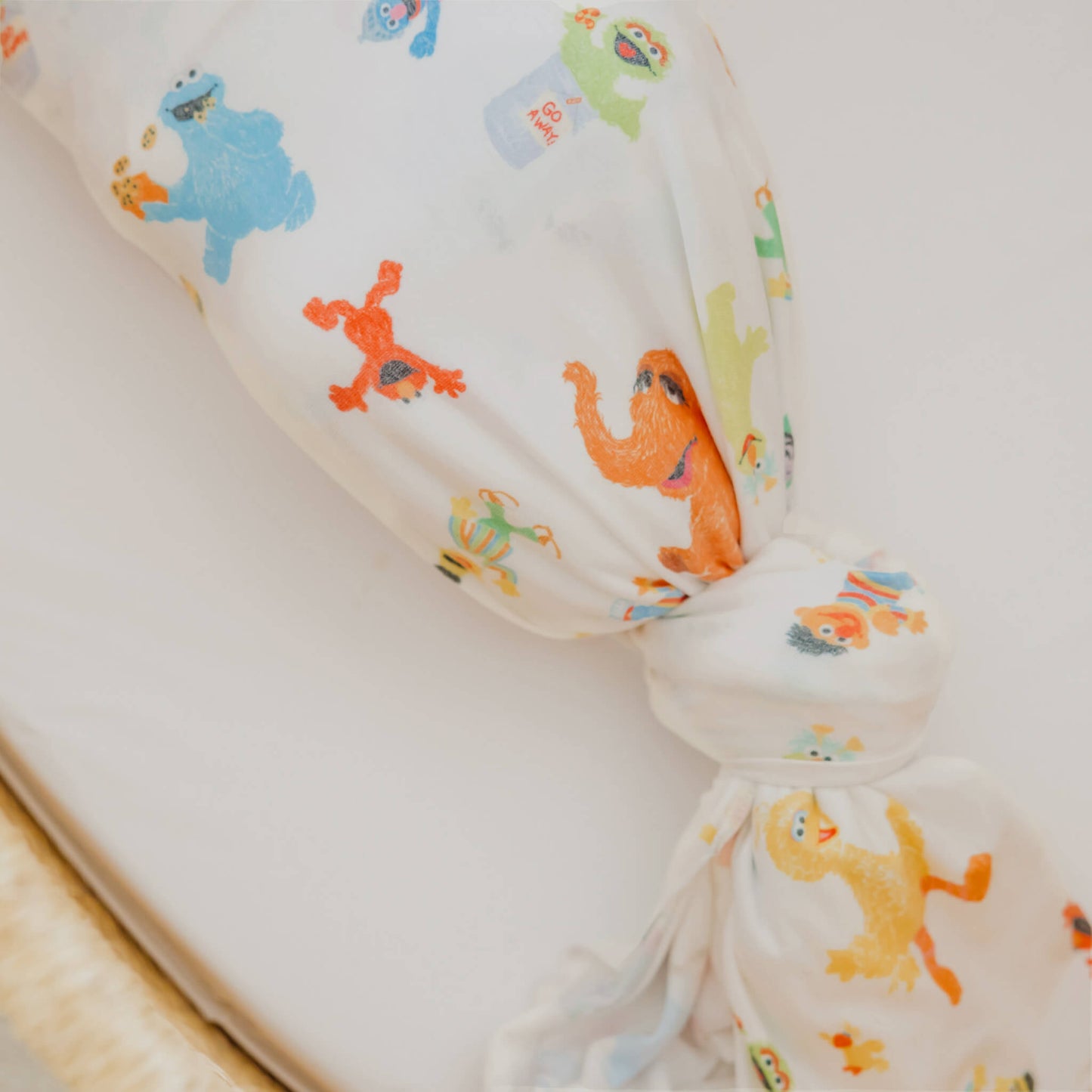 Knit Swaddle Blanket - Sesame Friends